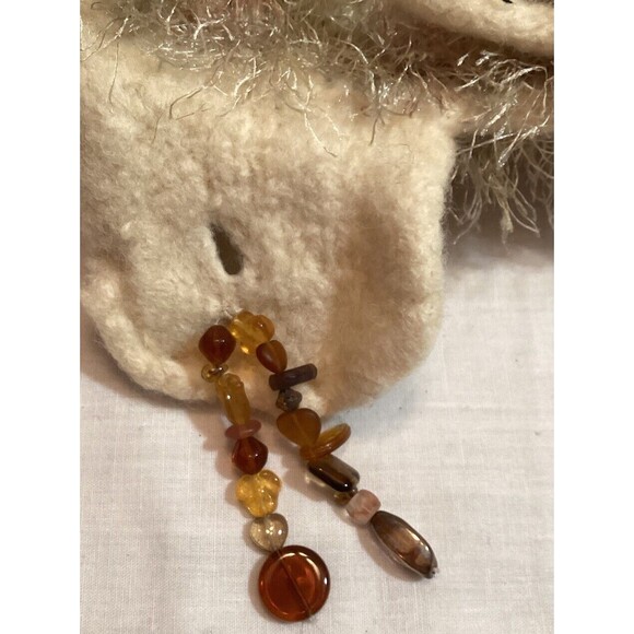 Handmade Felted Cream Wool Purse Bag Oatmeal Color Bronze Fluffy Boho Accent - Picture 10 of 13